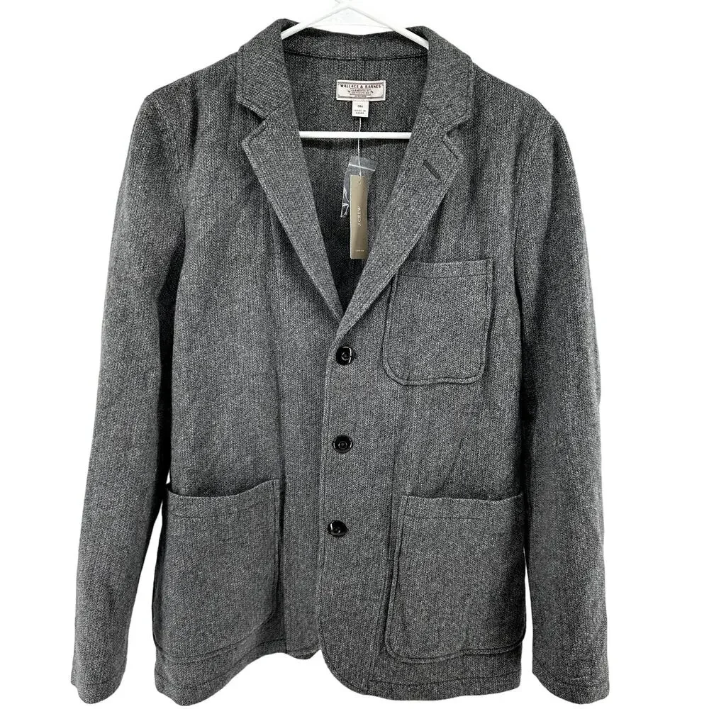 J.CREW Wallace & Barnes Blazer English Melton Wool Pockets Gunmetal Grey 38R NWT